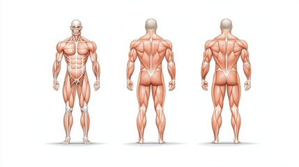 Dynamic muscle positions, demonstrating flexibility, strength, and human anatomy