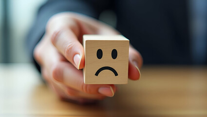 Customer Hand Selects Smiley Face Icon for Service Satisfaction Rating