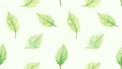 Obraz premium Watercolor Spring Leaves Seamless Pattern: Soft Greens & Natural Textures for Organic Designs