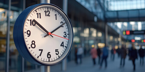 Analog Clock on Pole in Modern Setting