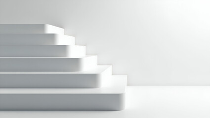 Innovative Floating Trapezoid Tile Arrangement: Luminous Color Steps with Crisp White Isolation for a Next-Gen Modern Design in Photo Stock Concept