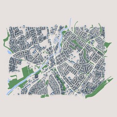 Alberta City Canada Map, 3D Rendering