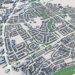 Alberta City Canada Map, 3D Rendering