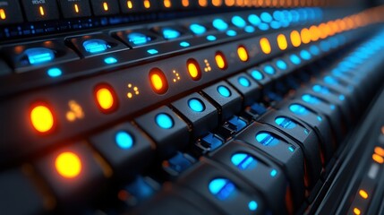 Futuristic control panel with glowing buttons