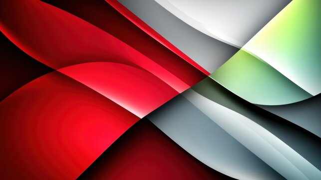 Geometric background design with overlapping, shadowed wave lines in a deep red and cool gray palette, symbolizing strength and determination in the corporate sector.