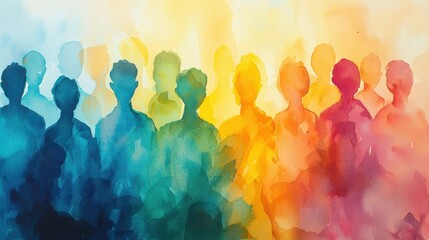 Expressive watercolor figures art studio visual artwork creative space close-up abstract vibrancy