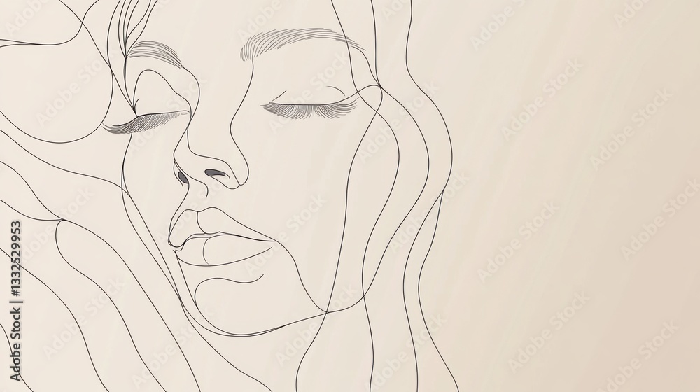 Leinwandbilder elegant abstract representation of female beauty with flowing lines in minimalistic style for beauty