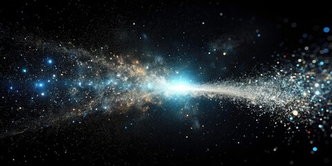 Fototapeta premium Sparkling Starry Night, Long Exposure Photography, Cosmic Dust, Galaxy, Night Sky, Snowfall, Abstract Background