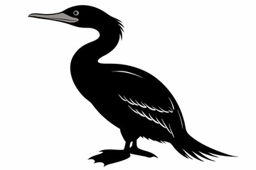cormorant line art silhouette vector illustration