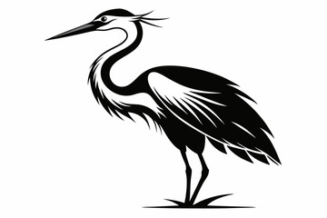 egret line art silhouette vector illustration
