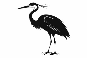 egret line art silhouette vector illustration