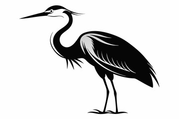 egret line art silhouette vector illustration