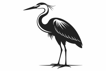 egret line art silhouette vector illustration