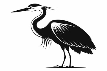 egret line art silhouette vector illustration