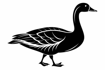 greylag goose line art silhouette vector illustration