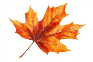 Fototapeta premium Maple autumn leaf PNG illustration with white background, perfect for seasonal designs, fall-themed projects, nature-inspired artworks, and decorative elements