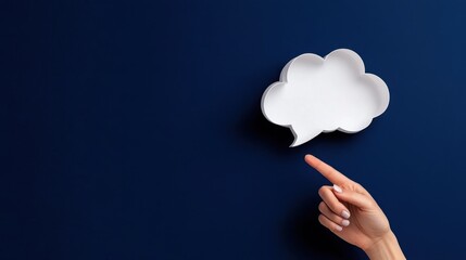 Paper cutout-style  with clouds on dark blue background