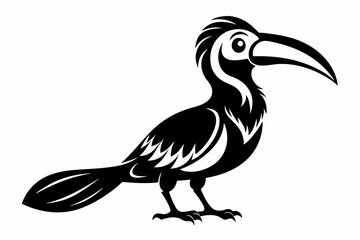 hornbill line art silhouette vector illustration