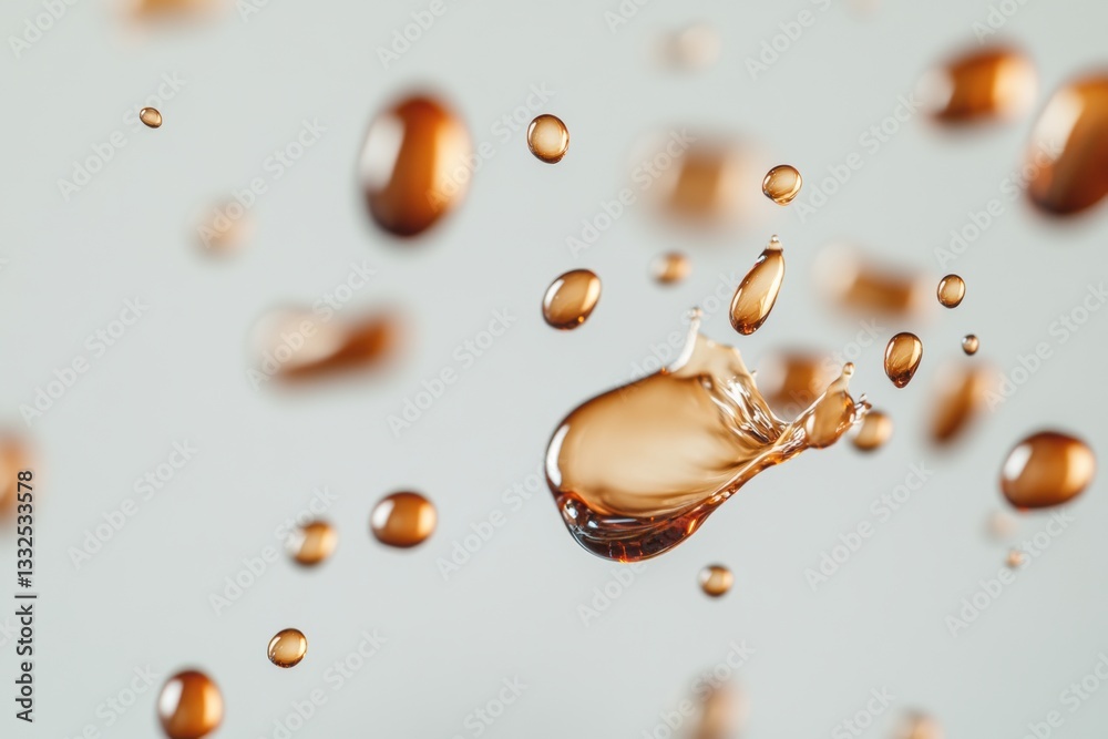 Fototapete dynamic drops of coffee float gracefully in mid-air, creating an ethereal and artistic background fi