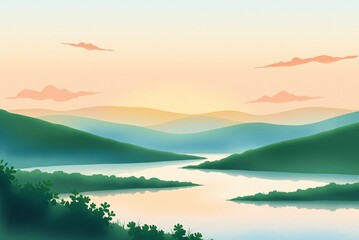 Obraz premium Tranquil River Landscape