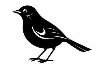 nightingale line art silhouette vector illustration