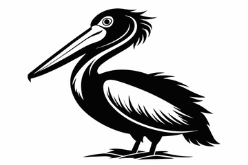 pelican line art silhouette vector illustration