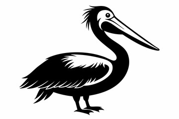 pelican line art silhouette vector illustration