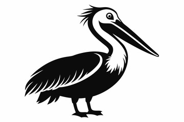 pelican line art silhouette vector illustration