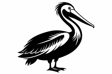 pelican line art silhouette vector illustration
