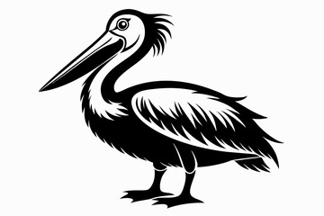 pelican line art silhouette vector illustration
