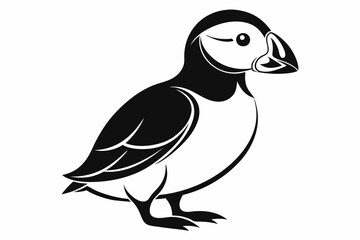 puffin line art silhouette vector illustration