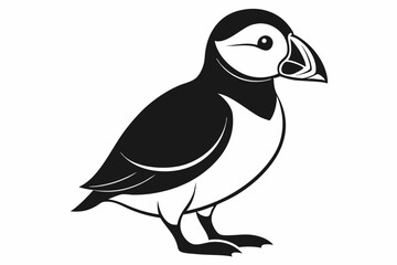 puffin line art silhouette vector illustration