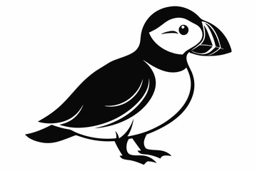 puffin bird line art silhouette vector illustration