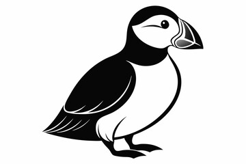 puffin bird line art silhouette vector illustration