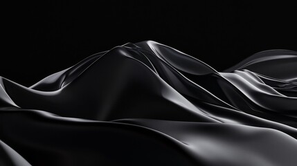 Fototapeta premium Elegant black fabric draping smoothly in waves.
