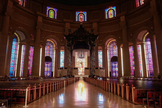 Architectural beauty of Basilica of Our Lady of Peace in Yamoussoukro, Ivory Coast at sunrise