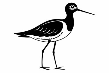 sandpiper line art silhouette vector illustration