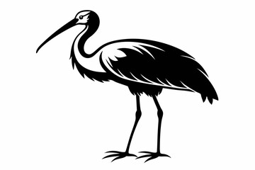 stork bird line art silhouette vector illustration