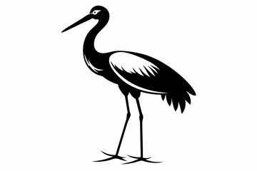 stork bird line art silhouette vector illustration