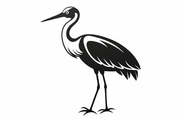 Fototapeta premium stork bird line art silhouette vector illustration