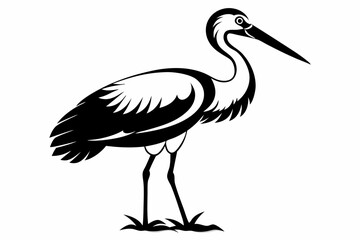 stork bird line art silhouette vector illustration