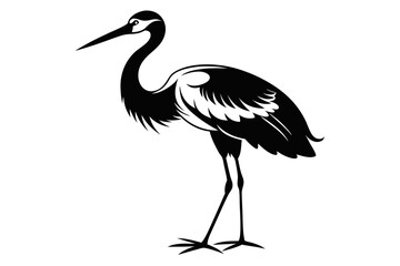 Obraz premium stork bird line art silhouette vector illustration