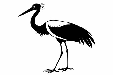 stork bird line art silhouette vector illustration