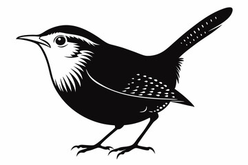 wren bird line art silhouette vector illustration