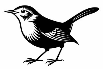Obraz premium wren bird line art silhouette vector illustration