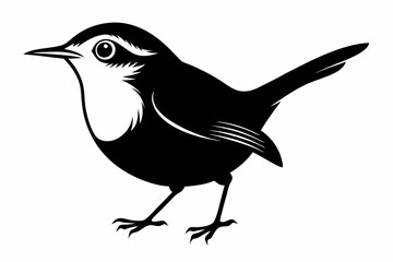 wren bird line art silhouette vector illustration