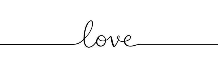 Love word continuous one line drawing with word. Minimalistic drawing of phrase illustration.