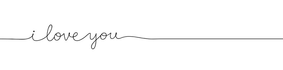 I love you phrase continuous one line drawing with word. Minimalistic drawing of phrase illustration.