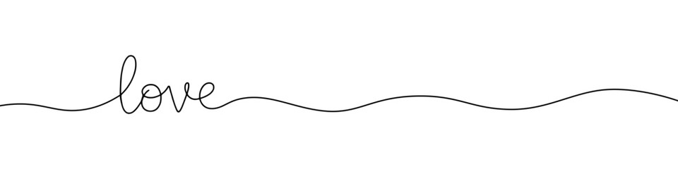 Fototapeta premium Love inscription continuous one line drawing with word. Minimalistic drawing of phrase illustration.