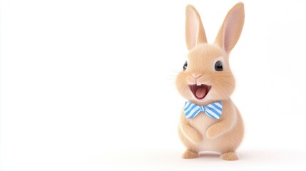 Obraz premium Happy easter bunny celebrates easter day with colorful eggs